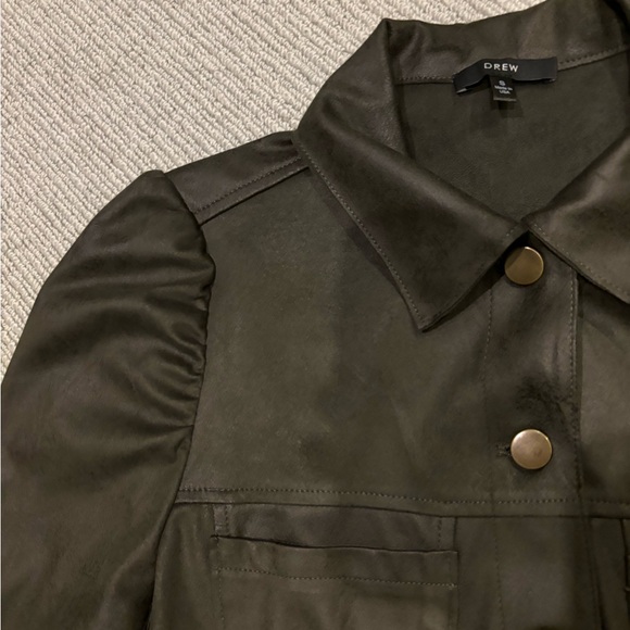 DREW Giselle Faux Suede Puff Sleeve Button Down Shirt Jacket - Picture 3 of 5